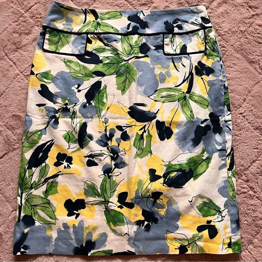 Alex Marie Floral Print Pencil Skirt Preppy Minimalist Cottage‎ Old Money Size 4
